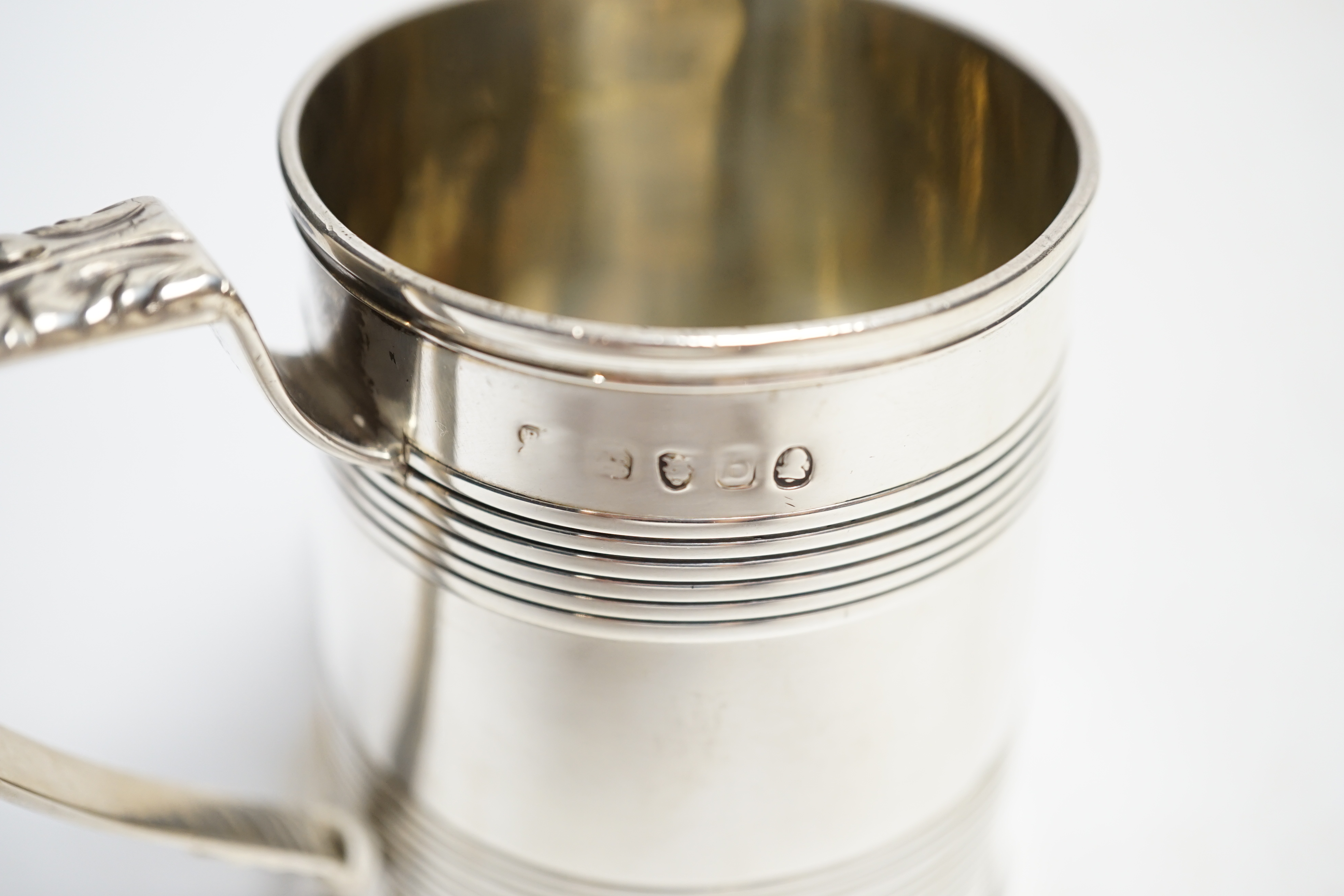 A George III silver christening mug, marks rubbed, London, 1817, 77mm, 125 grams. Condition - poor to fair